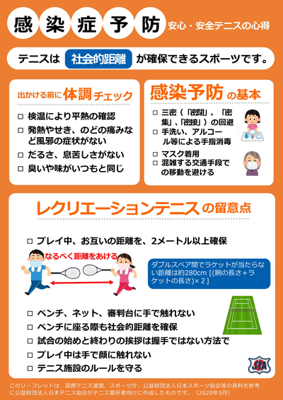JTA（公益財団法人日本テニス協会）「安心・安全テニスの心得」